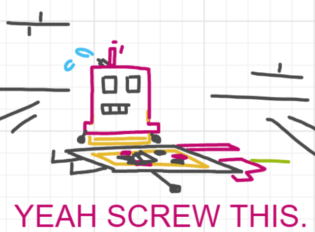 A panel from I've Been Everywhere, Man, episode nine of the Board Boards object show by Furretwalk/WalkingFurret.